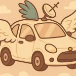 Adattamento auto per disabili: miniguida in 5 punti 3 Auto chibi fantastica con ali e ruote luminose, sospesa in aria su sfondo chiaro