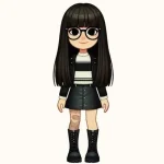 Come creare avatar inclusivi 3 Tre avatar chibi inclusivi con cicatrici, outfit neri e dettagli fieri e unici