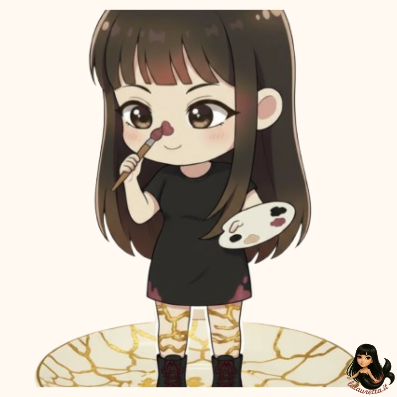 Veus in piedi dipinta come un'opera di kintusgi